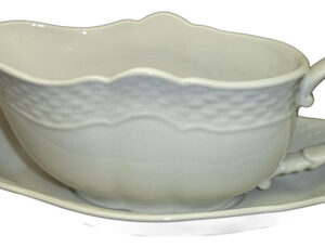 Salsera Con Plato Porcelana Verbano Vanna Blanco